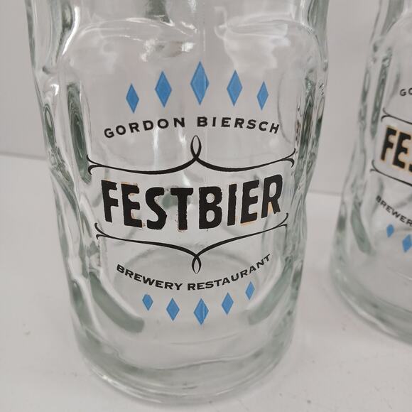 2 Gordon Biersch Festbier Beer Mugs 0.5L German Dimpled Glass Stein Set - Picture 2 of 15